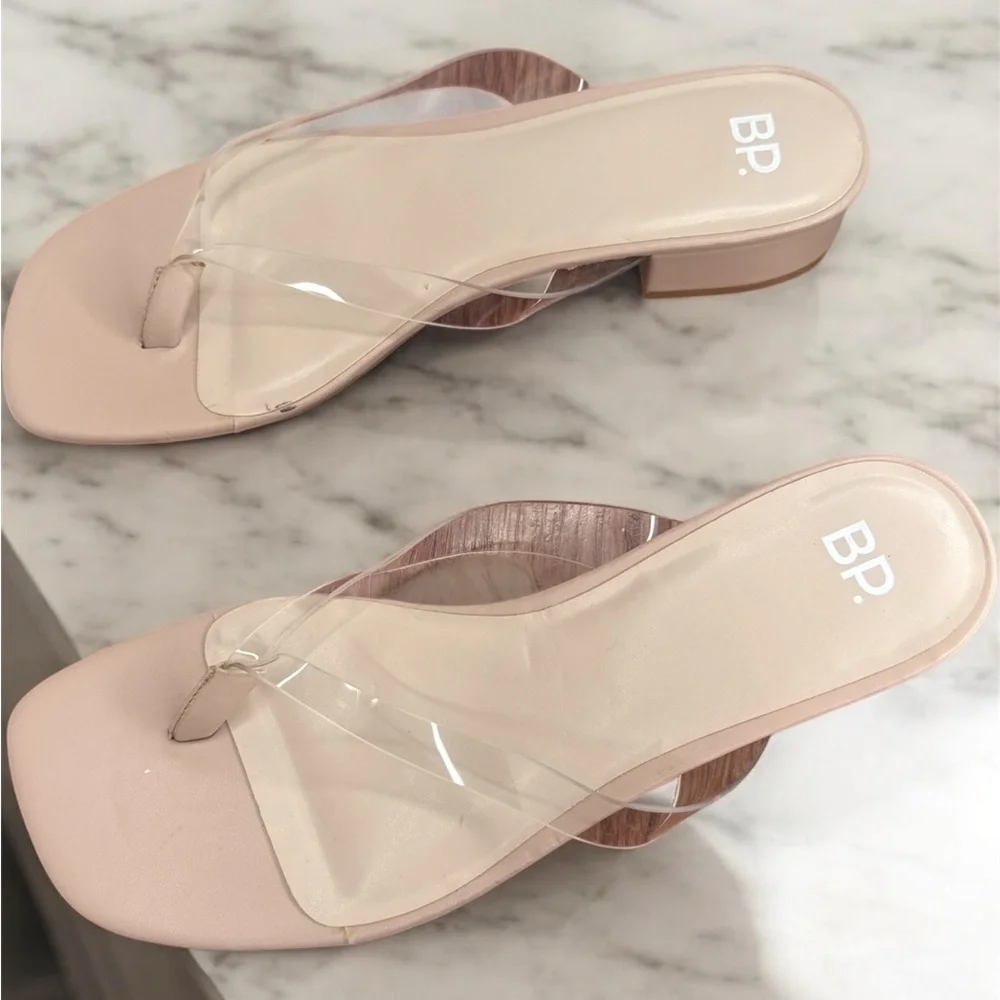 BP Women's Sandals with Clear Straps - Tan